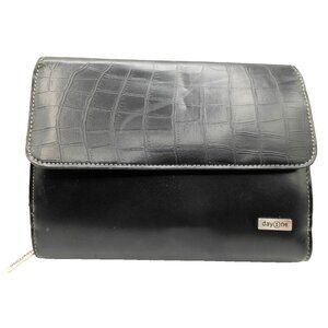 Franklin Covey Planner Day One Black Leather 6-Ring Zip Organizer Binder READ